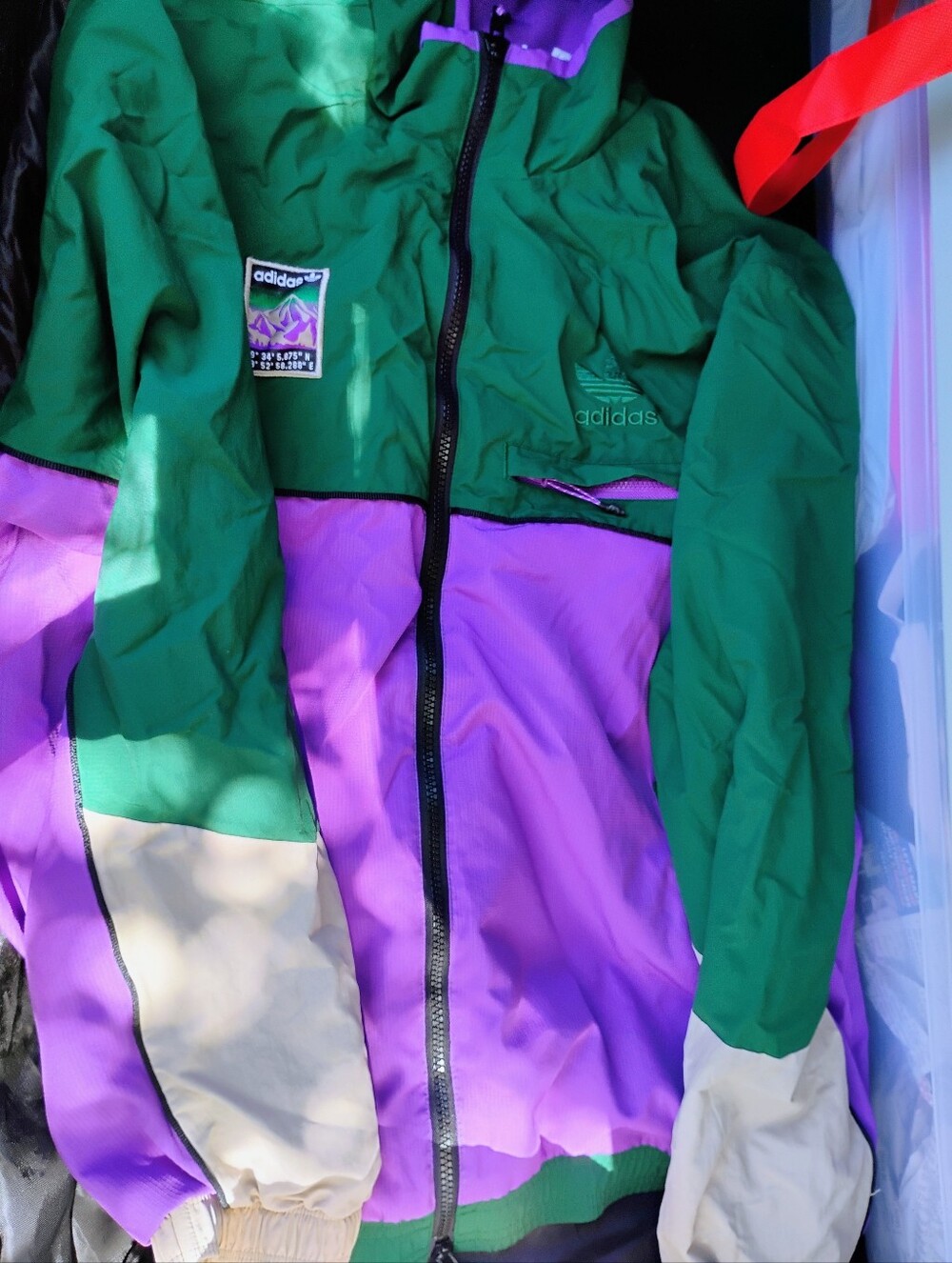 adidas Emerald Green Jacket with Purple & Cream Patch Unisex